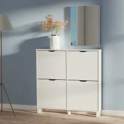 Miroir Simple|Pegane Miroir de salle de bain coloris blanc - Longueur 59,50 x Profondeur 2 x hauteur 44 cm