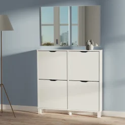 Miroir Simple|Pegane Miroir de salle de bain coloris blanc - Longueur 59,50 x Profondeur 2 x hauteur 44 cm