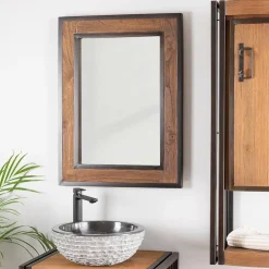Miroir Simple|Wanda Collection Miroir de salle de bain Elégance bois métal 60x80