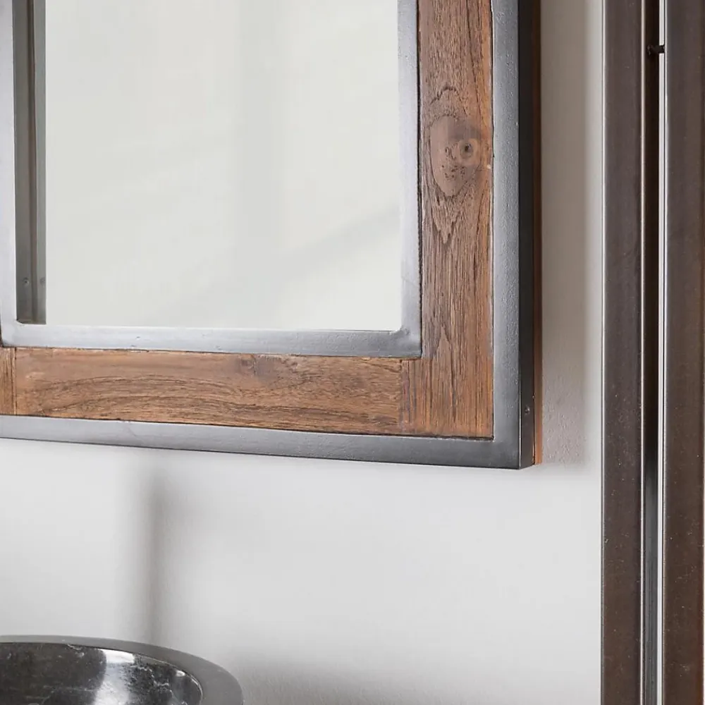 Miroir Simple|Wanda Collection Miroir de salle de bain Elégance bois métal 60x80