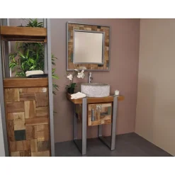 Wanda Collection Miroir de salle de bain Factory teck métal 70x70