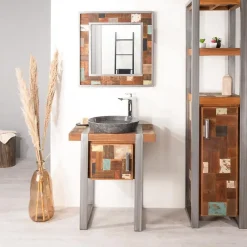 Wanda Collection Miroir de salle de bain Factory teck métal 70x70