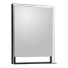 Vente-unique Miroir de salle de bain lumineux rectangulaire anti-buée avec étagère intégrée - Contour noir mat - 60 x 80 cm - VALONERA