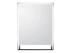 Vente-unique Miroir de salle de bain lumineux rectangulaire anti-buée avec étagère intégrée - Contour noir mat - 60 x 80 cm - VALONERA