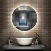Miroir Lumineux|AICA Sanitaire Miroir de salle de bain LED rond 100cm avec rétro-éclairage, tricolore + anti-buée + mémoire + gradation infinie,
