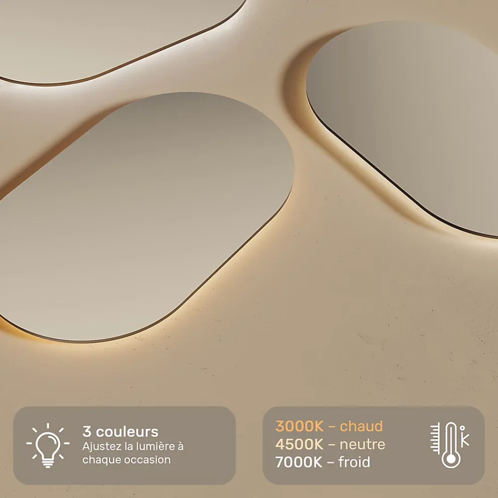 Artforma Miroir de salle de bain lumineux - - Ovale - 120x70cm - LED Dual + Interrupteur tactile