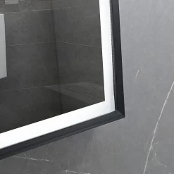 Luxury Bain Miroir de salle de bain LED 90x60cm anti buée, luminosité variable avec cadre en aluminium noir LuxuryBain