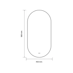 Miroir Lumineux|Luxury Bain Miroir de salle de bain LED 45x90cm ovale anti buée avec cadre en aluminium noir- LuxuryBain