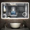 Miroir Lumineux|AICA Sanitaire Miroir de salle de bain LED 120x70cm tricolor anti-buée avec bluetooth et loupe 3x,mémoire et lumière gradation,