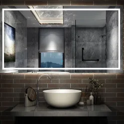 AICA Sanitaire Miroir de salle de bain LED dimmable, avec mémoire et anti-buée, 160x80cm, IP44,