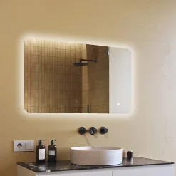 Miroir Lumineux|Artforma Miroir de salle de bain lumineux - - Forme arrondie - 120x70cm - LED Dual + Interrupteur tactile
