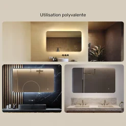 Miroir Lumineux|Artforma Miroir de salle de bain lumineux - - Forme arrondie - 120x70cm - LED Dual + Interrupteur tactile