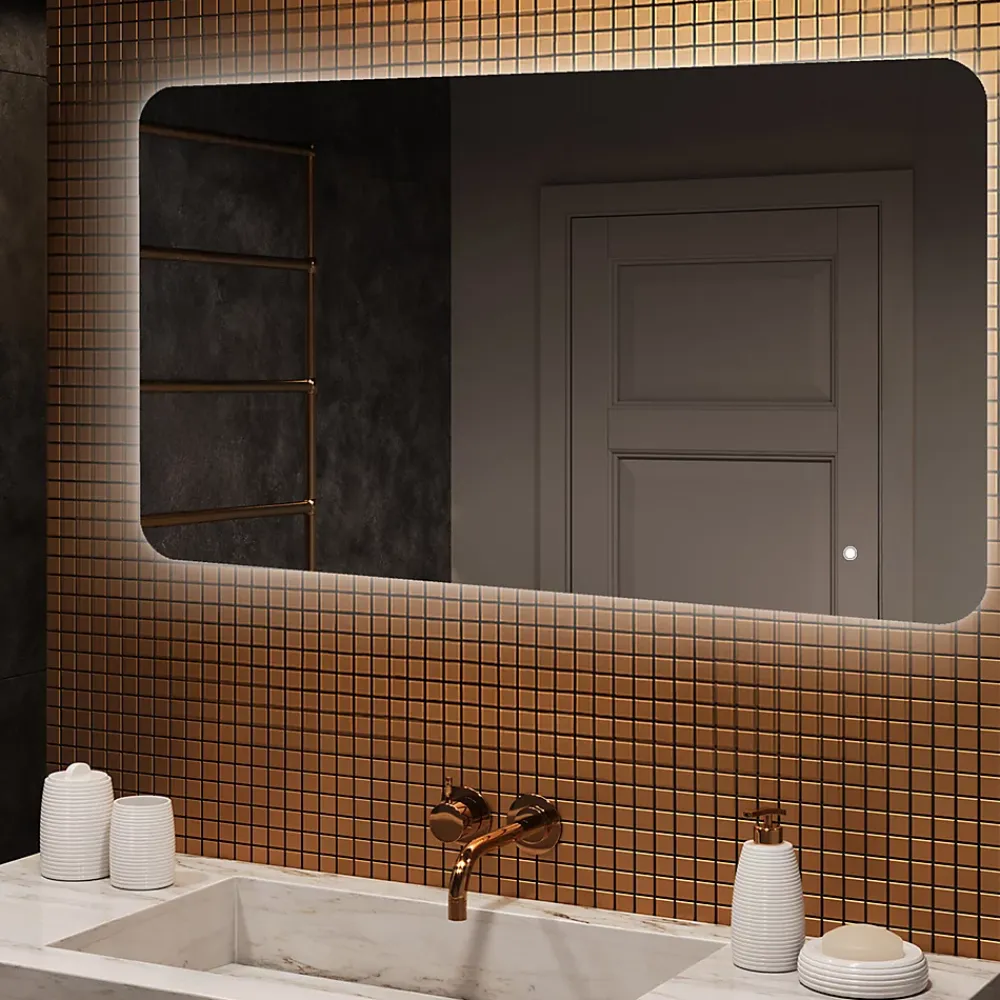 Miroir Lumineux|Artforma Miroir de salle de bain lumineux - - Forme arrondie - 120x70cm - LED Dual + Interrupteur tactile