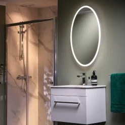 Miroir Lumineux|Sensio Miroir de salle de bain lumineux LED sur batterie rechargeable Verve ovale H.80 x l.50 cm