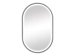Miroir Simple|Vente-unique Miroir de salle de bain lumineux ovale anti buée avec contour noir - 60 x 90 cm - ALARICO