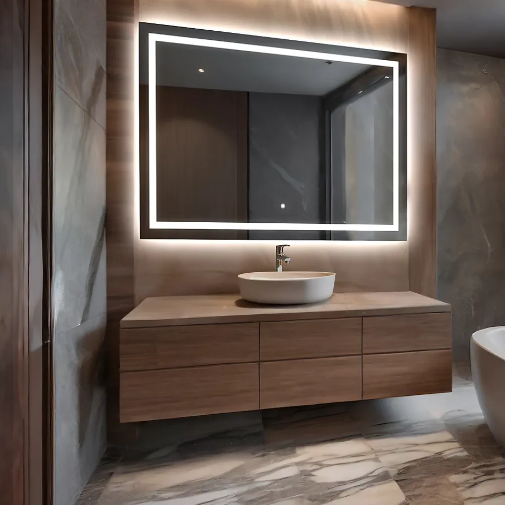 Artforma Miroir de Salle de Bain LED - Bella, 120x90 cm, LED Lumineux Miroir, Blanc Froid 7000K, Interrupteur Tactile