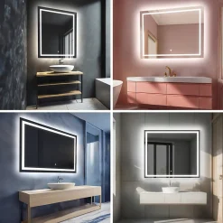 Artforma Miroir de Salle de Bain LED - Bella, 120x90 cm, LED Lumineux Miroir, Blanc Froid 7000K, Interrupteur Tactile