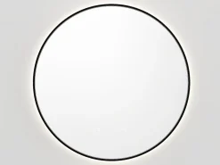 Vente-unique Miroir de salle de bain lumineux rond anti buée avec contour noir - D60 cm - PEONIA