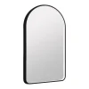 Vente-unique Miroir de salle de bain lumineux en arche anti-buée avec bouton tactile - Contour noir mat - 50 x 90 cm - VIANORIA