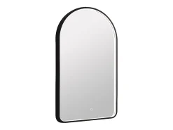 Vente-unique Miroir de salle de bain lumineux en arche anti-buée avec bouton tactile - Contour noir mat - 50 x 90 cm - VIANORIA