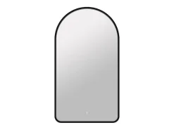 Vente-unique Miroir de salle de bain lumineux en arche anti-buée avec bouton tactile - Contour noir mat - 50 x 90 cm - VIANORIA