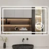 AICA Sanitaire Miroir de salle de bain LED 80x60cm tricolore anti-buée + loupe + bluetooth + horloge + mémoire + dimmable,