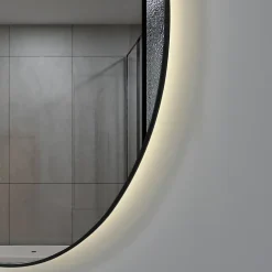 Luxury Bain Miroir de salle de bain LED 50x70cm ovale anti buée avec cadre en aluminium noir LuxuryBain