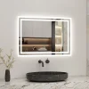 Miroir Lumineux|AICA Sanitaire Miroir de salle de bain led tactile, 80x60cm illumination LED intégrée avec fonction anti-buée Blanc froid,