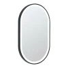 Vente-unique Miroir de salle de bain lumineux ovale anti buée avec contour noir - 50 x 80 cm - ALARICO