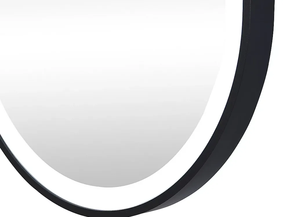 Vente-unique Miroir de salle de bain lumineux ovale anti buée avec contour noir - 50 x 80 cm - ALARICO