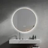 Luxury Bain Miroir de salle de bain LED 60cm rond anti buée avec cadre en aluminium doré, or LuxuryBain