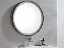 Vente-unique Miroir de salle de bain lumineux rond noir à Leds - D. 60 cm - NUMEA