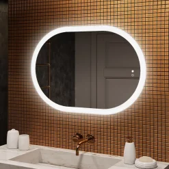 Miroir Lumineux|Artforma Miroir de salle de bain lumineux - - Ovale - 100x70cm - LED Dual + interrupteur tactile + anti-buée
