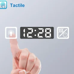 AICA Sanitaire Miroir de salle de bain LED avec bluetooth et horloge, 100x60cm, Tri-color, anti-buée,
