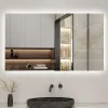 AICA Sanitaire Miroir de salle de bain LED 80x60 cm rétro-éclairé sans cadre avec anti-buée + mémoire + dimmable,