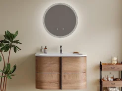 Vente-unique Miroir de salle de bain lumineux soleil avec anti buée et bouton tactile - D60 cm - VERECIO