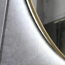 Luxury Bain Miroir de salle de bain LED 45x90cm ovale anti buée avec cadre en aluminium doré, or LuxuryBain