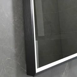 Luxury Bain Miroir de salle de bain LED 110x60cm anti buée, luminosité variable avec cadre en aluminium noir LuxuryBain