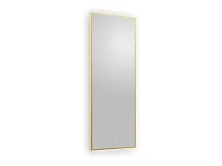 Miroir Simple|Vente-unique Miroir de salle de bain lumineux rectangulaire anti-buée avec bouton tactile - Contour doré - 50 x 150 cm - ORINELIA
