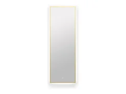 Miroir Simple|Vente-unique Miroir de salle de bain lumineux rectangulaire anti-buée avec bouton tactile - Contour doré - 50 x 150 cm - ORINELIA