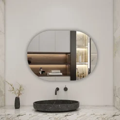 Miroir Simple|AICA Sanitaire Miroir de salle de bain ovale sans cadre 60x80 cm,