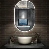 Miroir Lumineux|AICA Sanitaire Miroir de salle de bain ovale 60x100cm, mémoire + dimmable + anti-buée, IP44, 6000K blanc froid,