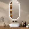 Miroir Grossissant Lumineux|Mirlux Miroir de salle de bain ovale chauffant et éclairé par LED 100x50cm avec cadre noir
