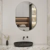 AICA Sanitaire Miroir de salle de bain ovale sans cadre 50x80 cm,