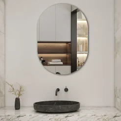 AICA Sanitaire Miroir de salle de bain ovale sans cadre 50x80 cm,