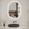 AICA Sanitaire Miroir de salle de bain ovale 60x100 cm, anti-buée + mémoire + dimmable,