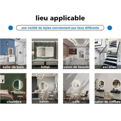 Miroir Simple|AICA Sanitaire Miroir de salle de bain ovale sans cadre 50x90 cm,