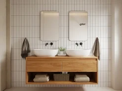 Miroir Simple|Vente-unique Miroir de salle de bain rectangle contour noir - 50x80 cm - DEMETRIA