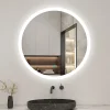 AICA Sanitaire Miroir de salle de bain rond led 60 cm, anti buée Lumière blanche froid 6000K tactile mural,