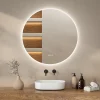 Mirlux Miroir de salle de bain rond éclairé par LED 100 cm, antibuée, sans cadre